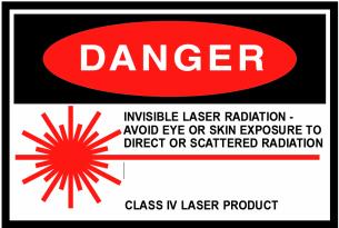 Safety Considerations During Operation 1064 nm wavelength laser light emitted from this laser system is invisible and may be harmful to the human eye.