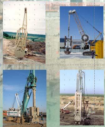 Basically any of these excavation tools are mounted on a crane with different characteristics that vary for each tool. See Fig. #4 with the pictures of some equipment.