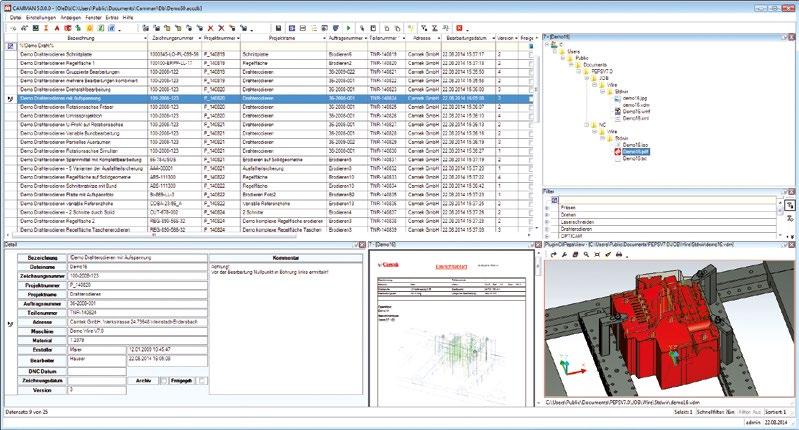 OPTICAM 13 NC PROGRAM AND DRAWING MANAGEMENT CAMMAN 5.0 CAMMAN is a powerful data management system for the administration of NC programs, fixture plates and CAD data including SAP and ERP-interfaces.