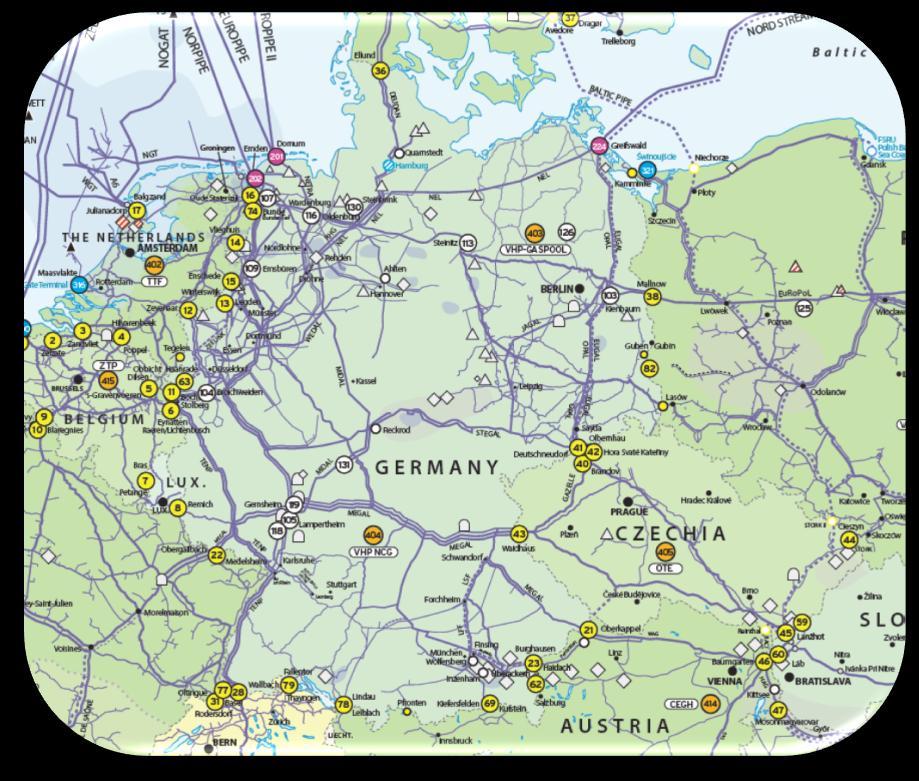 Facts About Gas-to-Gas Competition Russia and LNG: 133 versus 0 32 55 33 7 7 Current capacity of pipelines delivering Russian gas to the German border is above 133 bcmy (at +20 C, ENTSOG).