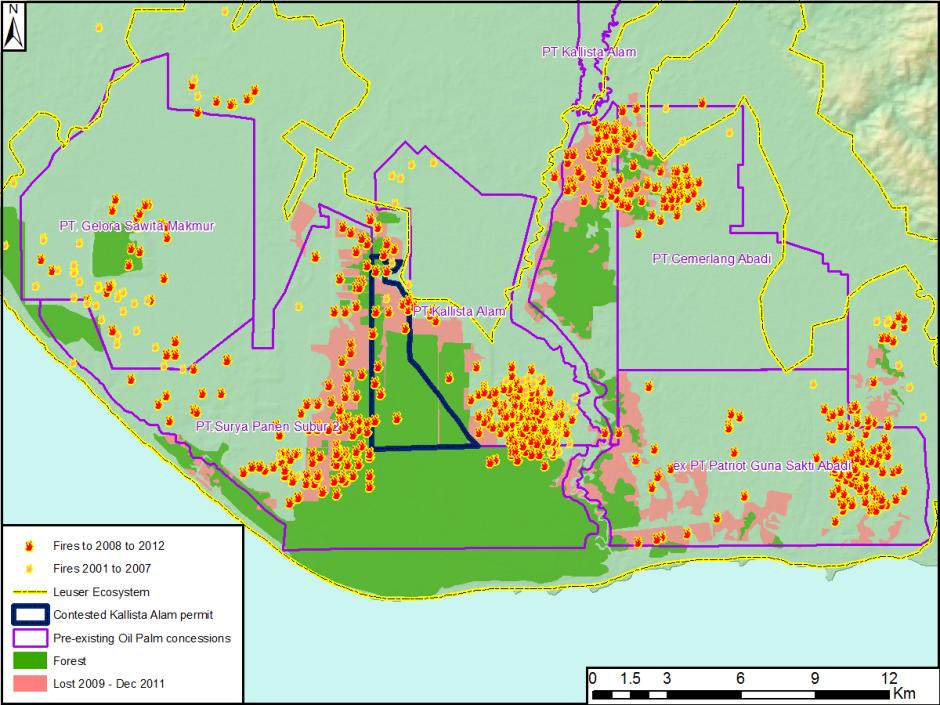 Figure 3: All fires spots recorded in the Tripa region between 2001 and March 26th, 2012.