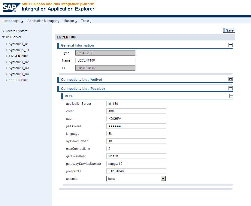 System Landscape Set Up on B1iSN Server: Create System Entry for SAP ERP - RFCP The RFC passive part can only be tested from the RFC Destination created in SAP ERP to access the B1iSN server 4