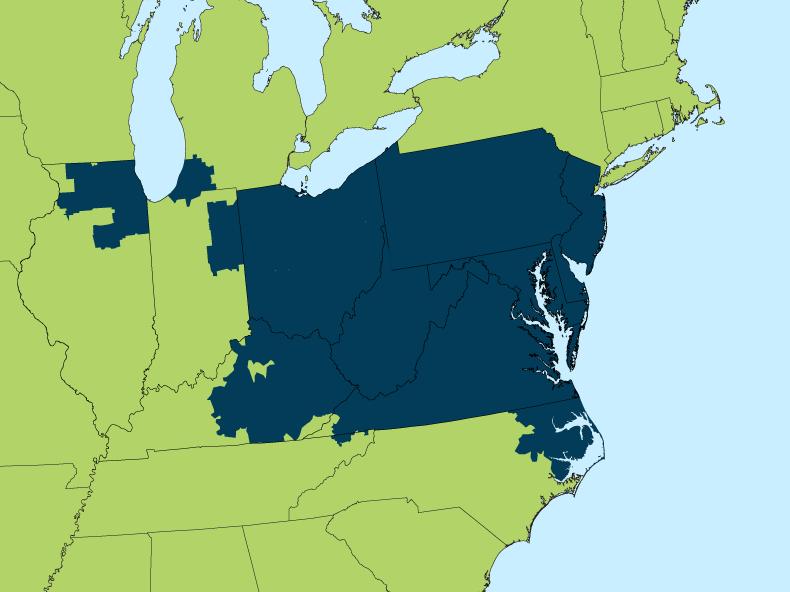 PJM Interconnection administers transmission-level interconnections and planning in compliance with FERC and NERC standards for 13 states, including Ohio.