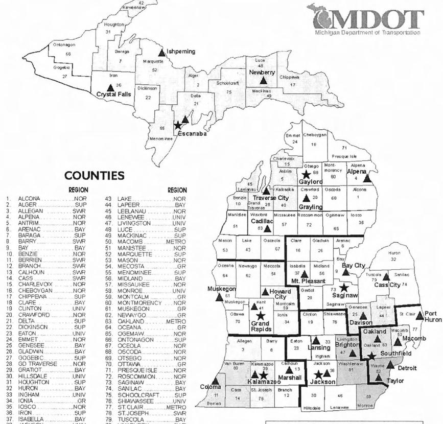 Michigan Department of Transportation Region and