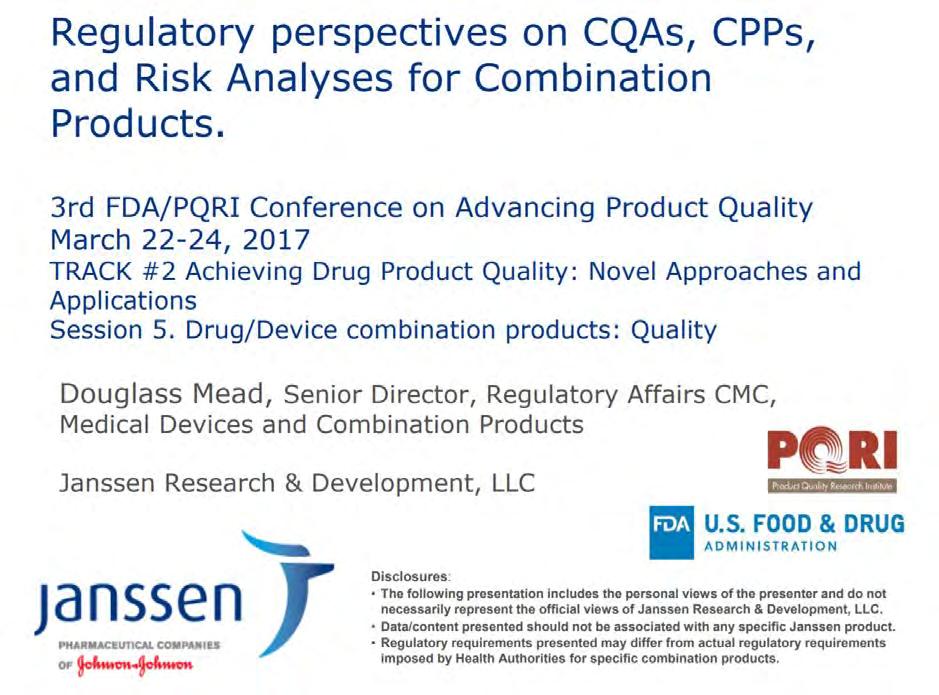 FDA/PQRI Conference on Advancing Product Quality, March 2017 Also: Clint Judd, Amgen, on Shelflife