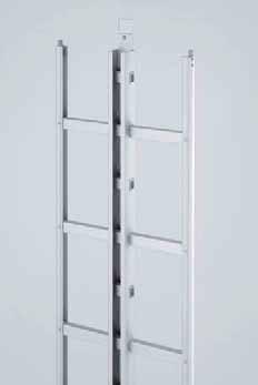 Rung distance: 280 mm centres. Step width per side: 150 mm Weight: 3,2 kg per metre Part No. YAL<ladder length in mm> Twin ladder Anodized aluminium alloy ladder with siderails.