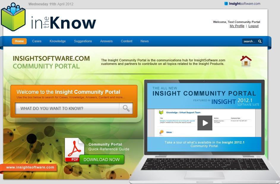 Our Community Portal is your connection to other Insight customers and your gateway to everything Insight, from your Customer Support cases to product documentation to training