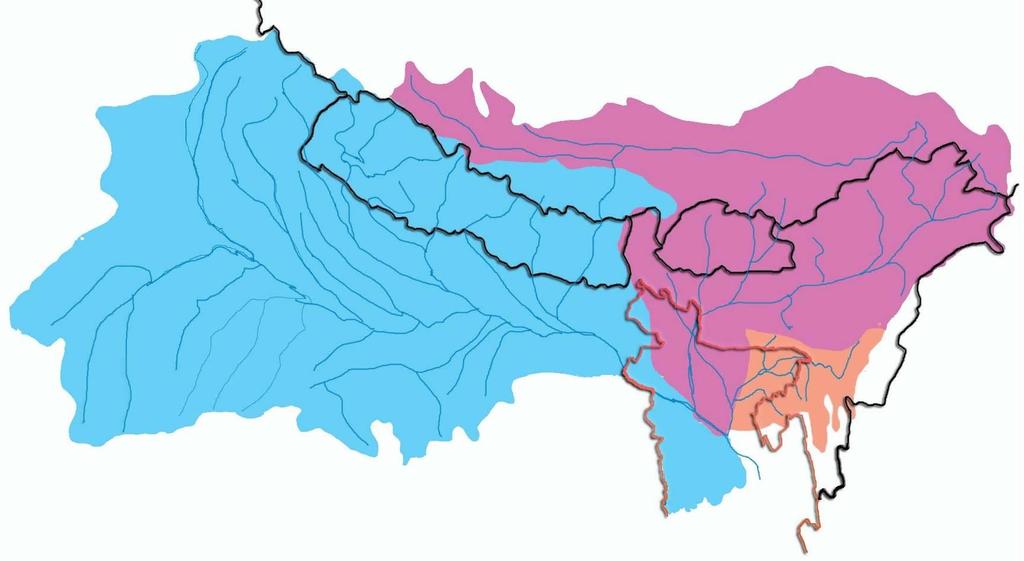 Ganges, Brammaputra and Meghna Basin Bangladesh rivers receive runoff from a catchment of 1.72 million sq.
