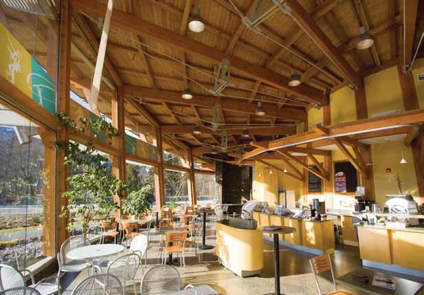 wood andsustainability the elliptical geometry of the Squamish Adventure Centre contains over 1,000 uniquely shaped heavy-timber members, all made from locally grown Douglas-fir harvested from a