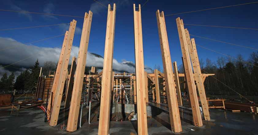 structure the adventure centre s curved but terfly ro ofs which perch lightly on a supporting structure of exposed timber columns, brackets and beams are made from 35 different composite steel and