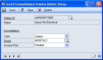 For example, you may set up Consolidation Groups of Daily, Weekly and Monthly to indicate the frequency with which invoices are posted.