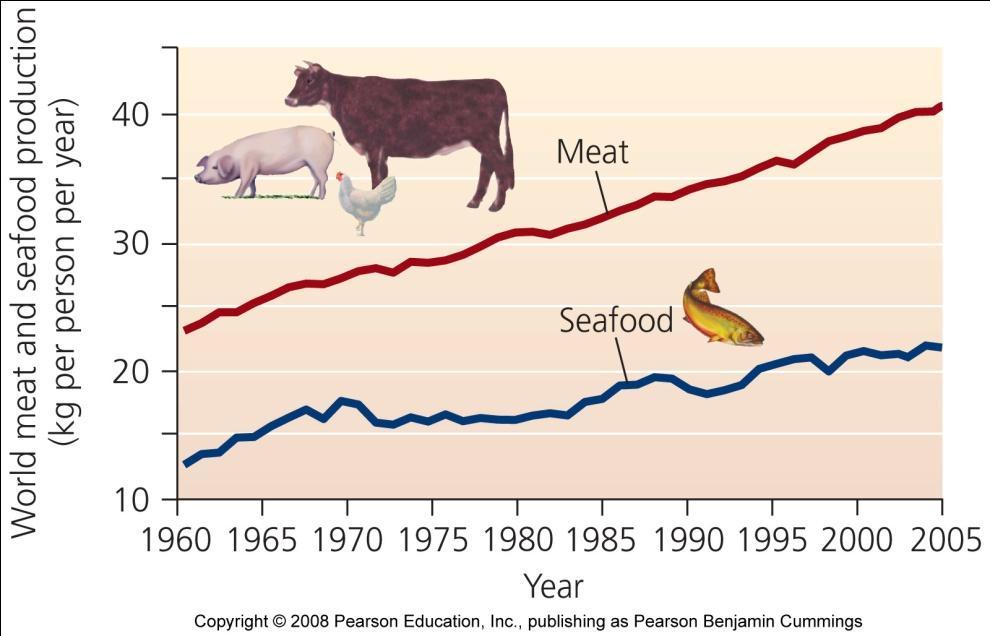 Eating animal products has significant impacts As wealth and commerce increase, so does consumption of meat, milk, and eggs Global meat production has