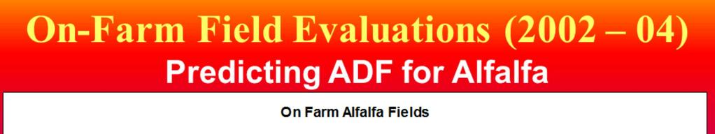 The relationship of predicted ADF to actual ADF at time of