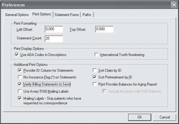 Verify Billing Statements to Send Normally an office manager will input specific parameters to control which patient statements are printed.
