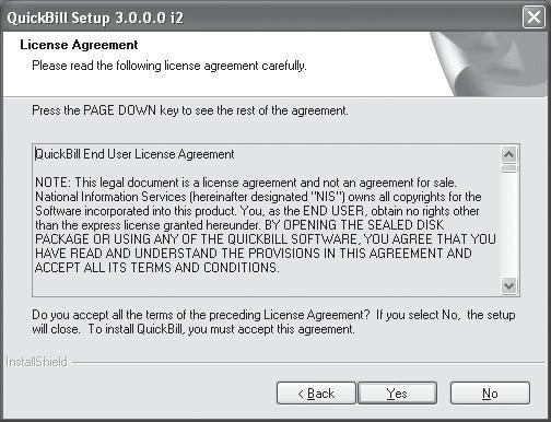 5: Click Yes Read the information contained in the license agreement.