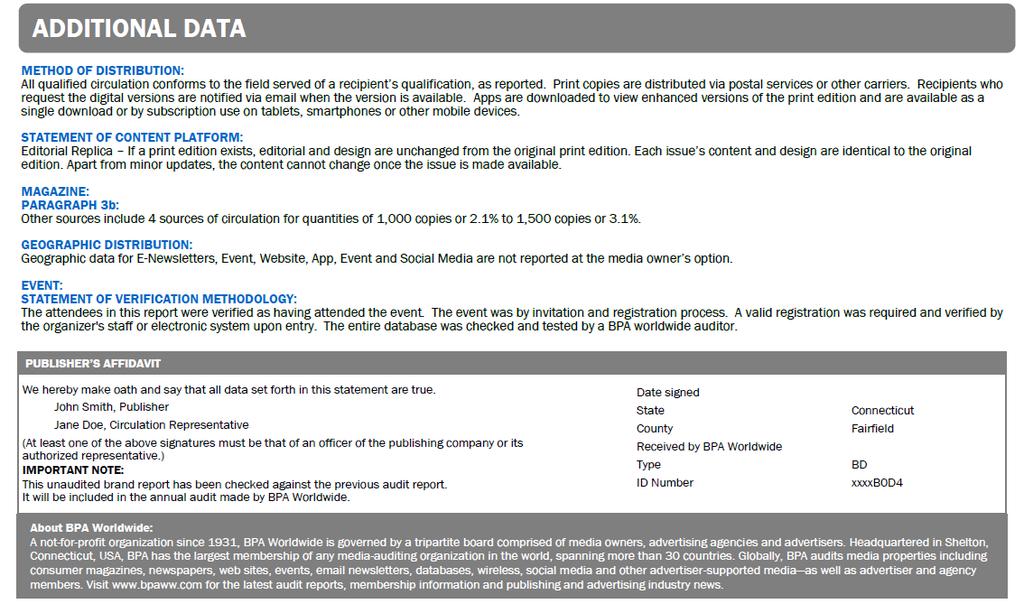 ADDITIONAL DATA The ADDITIONAL DATA section found at the end of the Brand Report provides further definitions of terms found elsewhere in the statement, including a Website Glossary (when web traffic