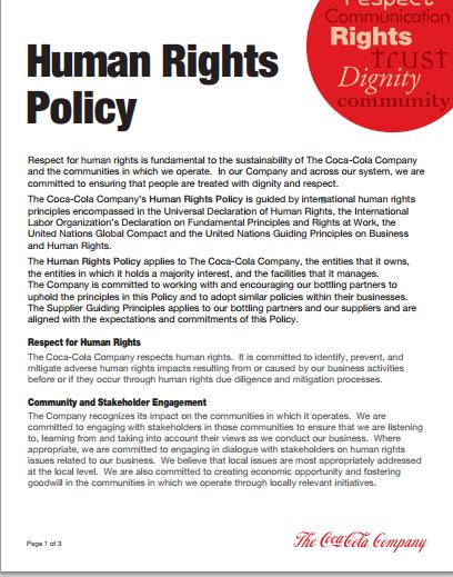 Our Human Rights Policy, along with our Supplier Guiding Principles, establishes a foundation for managing our business around the world in accordance with our commitment to respect human rights.