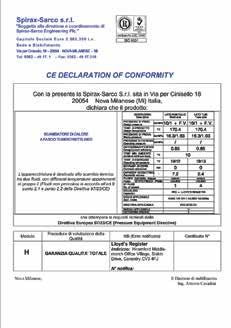 Hydrostatic report and CE conformity declaration - Weld documentation - Material certificates -