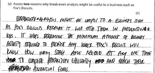 Paper 2 8BS0/02 Question 2e Although two reasons in this response are considered the assessment of these is weak.