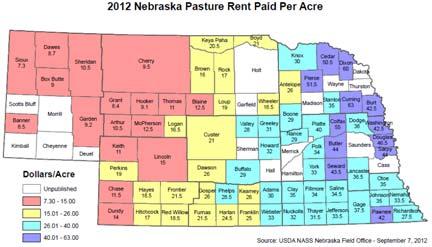 Reported Cash Rental Rates: Pasture Average % Change from High Low 2011 Northwest 13 18 17 9 North 16 14 21 14 Northeast 51 9 62 36 Central 33 10 40 27 East 41 11 50 32 Southwest 15 7 21 13 South 36