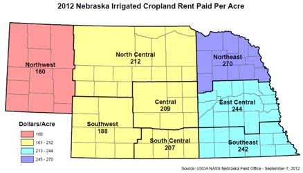 Reported Cash Rental Rates: Dryland Cropland Average % Change from High Low 2011