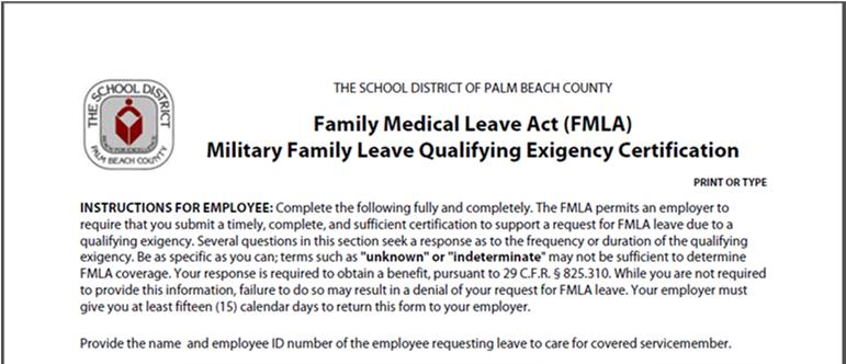 FMLA Military Qualifying Exigency Certification (PBSD 2315) Military Family Leave Entitlements Eligible