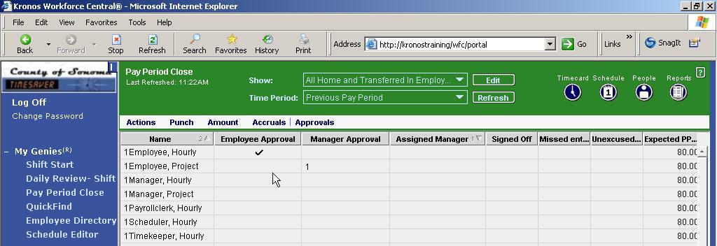 APPROVING EMPLOYEES TIMESHEETS Once an employee approves their timesheet, you can check it for accuracy and completion and approve it at the manager/supervisor level.