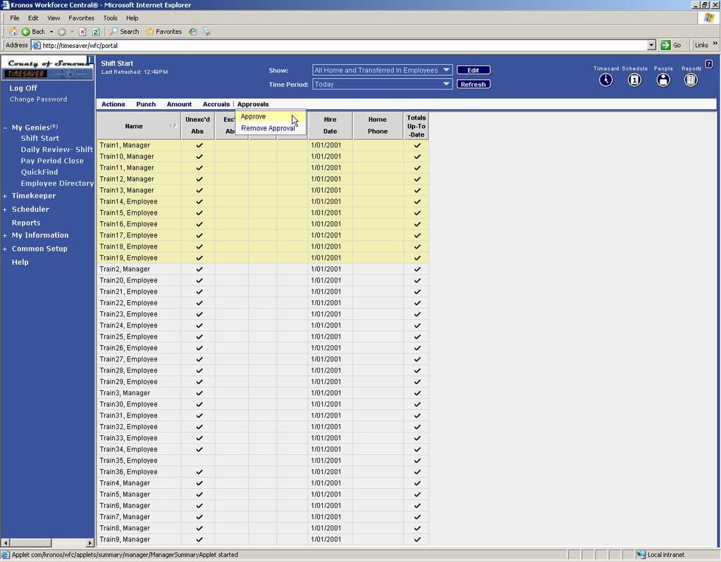 GROUP EDITING The TimeSaver group editing feature allows you to edit groups of employees timesheets at once.