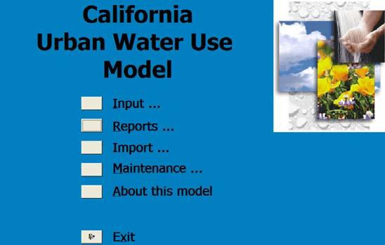 Urban Water Use Initiative California Urban Water Use Model Developing database application Monthly time-step Indoor/Outdoor Use Water use by supplier type Public Water Supply systems Self-supplied