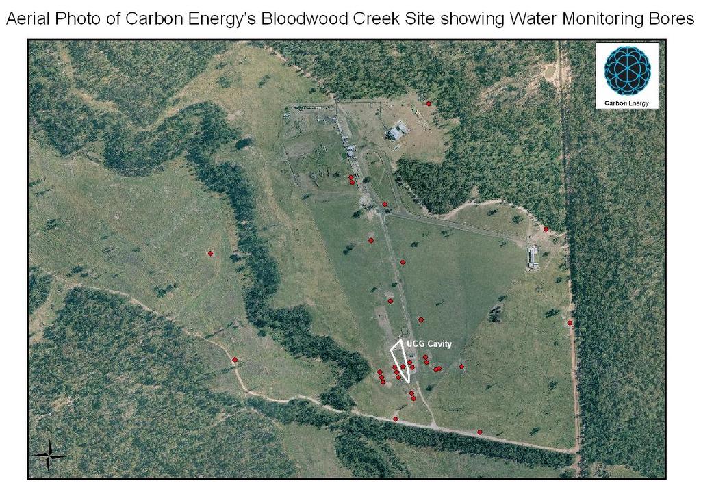 Aerial photo of CEL s Bloodwood Creek UCG site 5MW power station