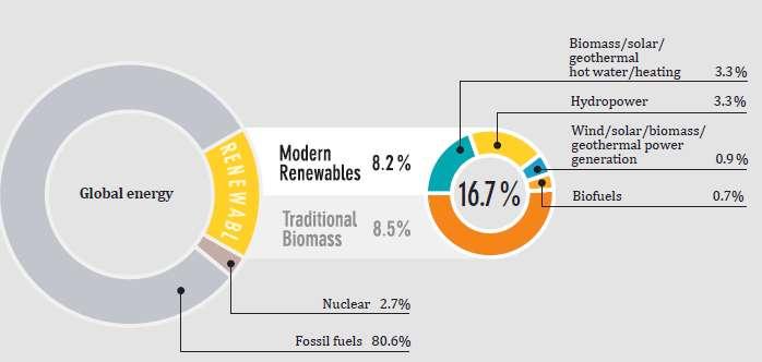 Renewable energy share of global final energy consumption, 2010