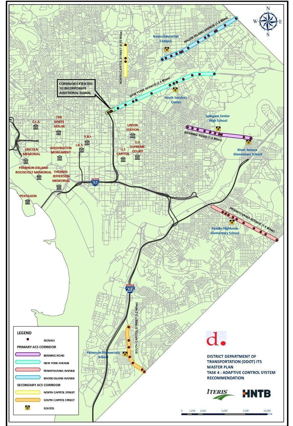 Washington DC - Adaptive Corridor Selection 6 corridors evaluated Selected 3 for pilot project