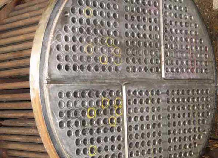 Heat exchangers A tube sheet, showing the large number of tubes in the heat exchanger. Each tube is welded to the sheet. The technique is applicable for tube sheets in shell and tube heat exchangers.