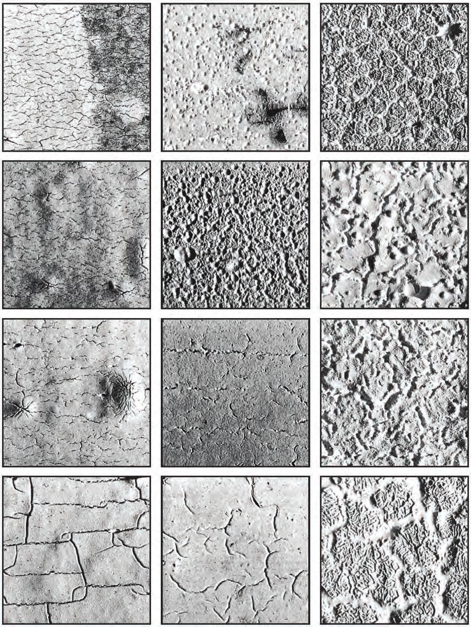 4 Figure 5 - Left column shows visual surface degradation of the one-component urethane after (top to bottom) 18 months at 45 S; UVA-340, 2,000 hours QUV; UVB-313, 2,000 hours QUV; and 2,000 hours