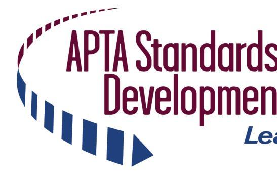 A P T A S T A N D A R D S D E V E L O P M E N T P R O G R A M RECOMMENDED PRACTICE American Public Transportation Association 1300 I Street, NW, Suite 1200 East, Washington, DC 20006 APTA