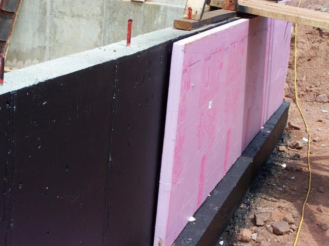 R402.2.8 Basement Walls Below-grade exterior wall insulation used on the exterior (cold) side of the wall shall extend from