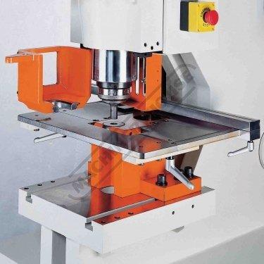 Two-pedal operation allows two people to work machine to greatly speed up production Large punch table