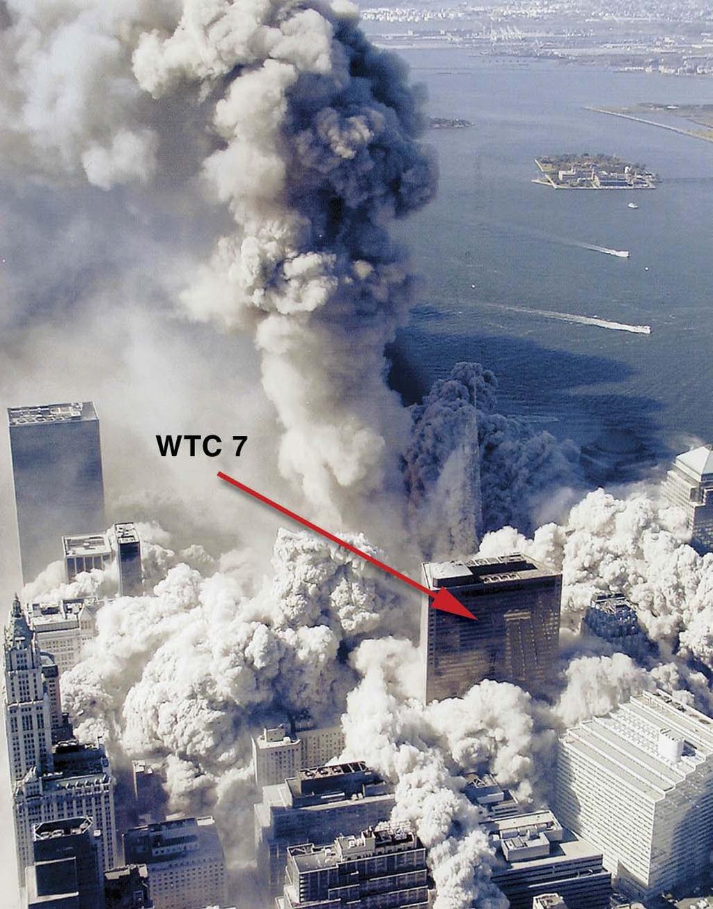 Figure 3 - Dust cloud from the collapse of WTC 1 viewed from the north. WTC 7 in foreground. Examples 1.