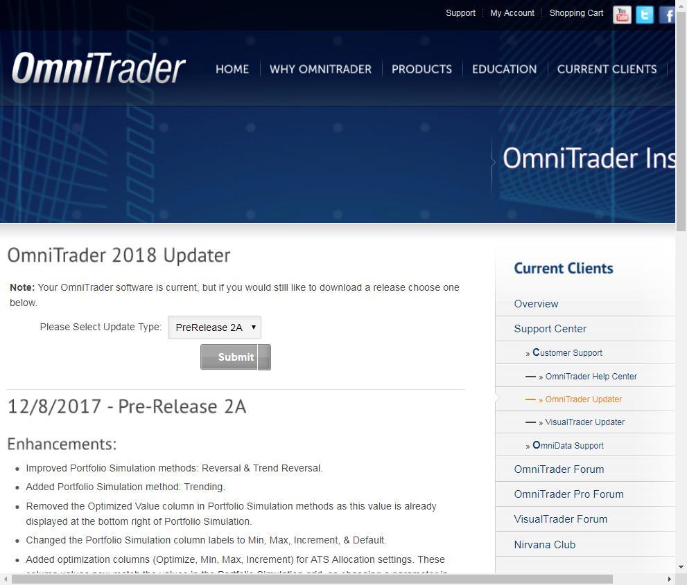 Updating to the New Pre-Release Run the Update 1. OmniTrader must be closed before installing 2.