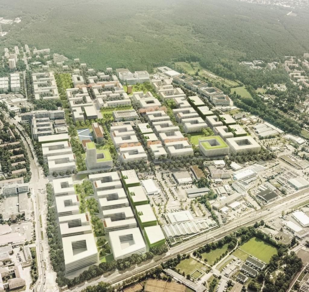 City district & Campus Siemens Energy Campus Erlangen Land area: ~540,000 m² Number of current buildings: >80 Current built-up area: 350,000 m²