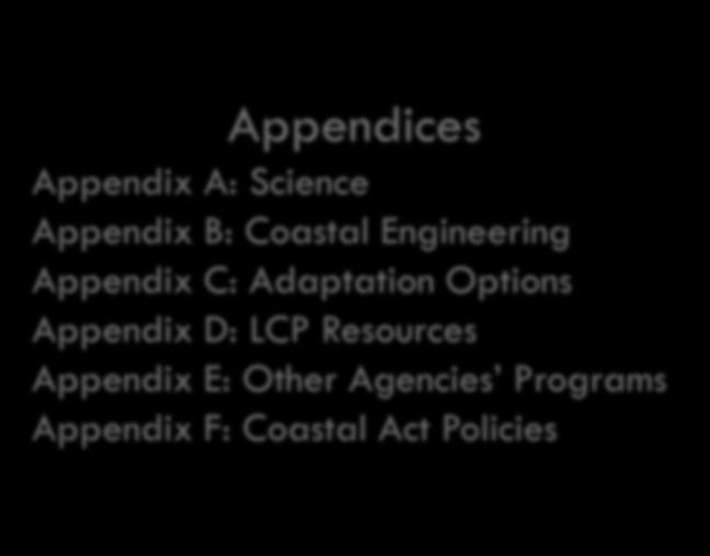 Science Appendix B: Coastal Engineering Appendix C: Adaptation Options
