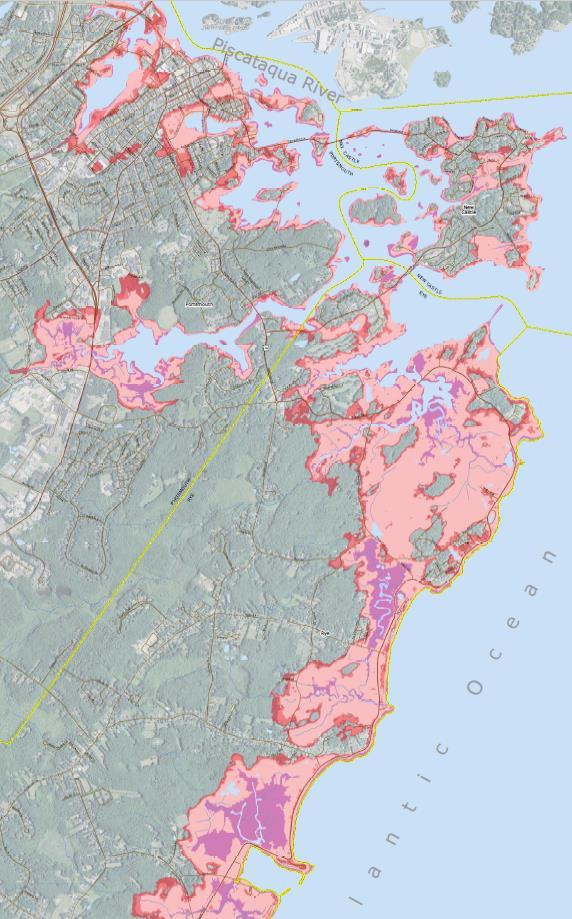 Example: Extent of Flooding from Sea-Level Rise Plus Storm Surge North Coast The pink toned color scheme is arranged from lightest to darkest with increasing flood extent.