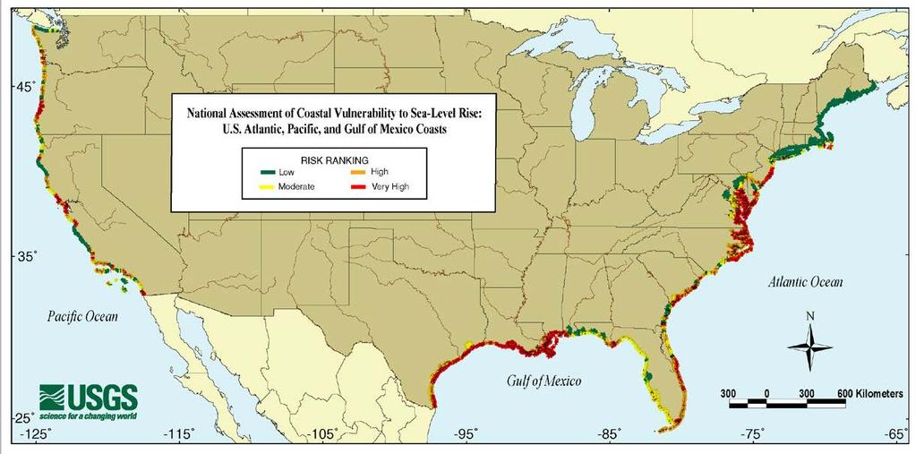 National Assessment of Coastal Vulnerability to Sea-Level Rise Regional factors will influence relative