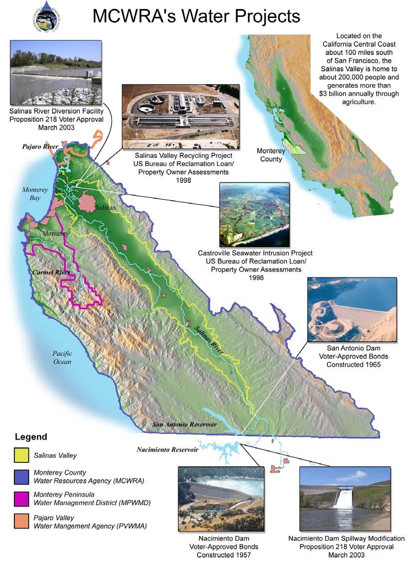 Salinas River Diversion Facility Prop 218 Vote Approval 2003 Salinas Valley Recycling Project US Bureau of Reclamation Loan & Prop Owner Assessments1998 Castroville Seawater Intrusion
