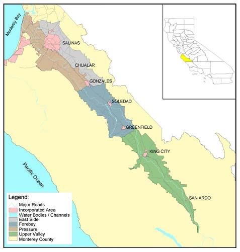 Salinas Valley Four major hydrologic subareas Pressure - Brown East