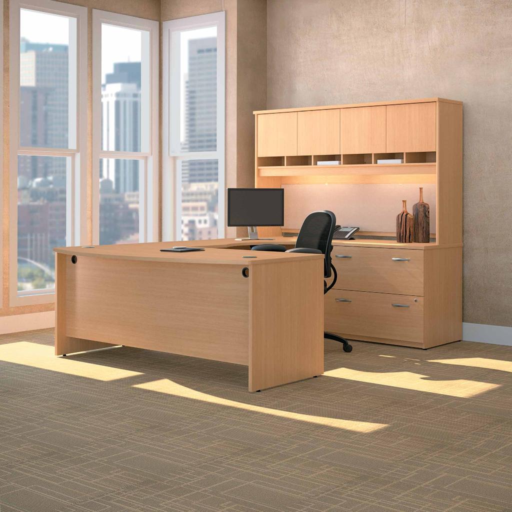 Classic Shell desk design at a great value. Ideal for closed offices and wherever professionals work: reception areas, conference rooms and Work at Home Professionals.