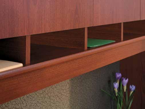 Open storage and tackboards organize active projects Durable Work Surfaces Work Surfaces and Extensions R Thermally fused laminate with durable edge band to resist scratches and dents R All Work