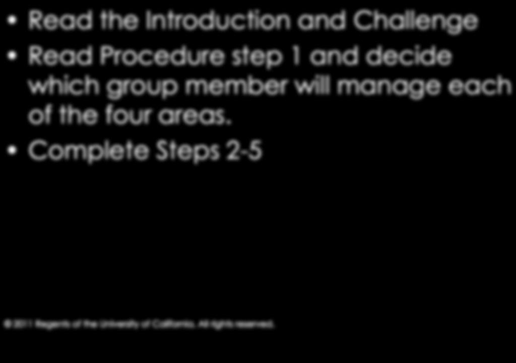 Introduction and Challenge Read Procedure step 1 and