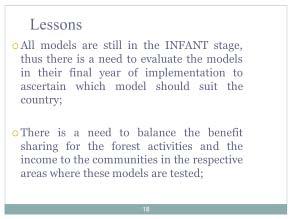 One of the lessons that we are leaning is that all pilot projects are still in the infant stages.