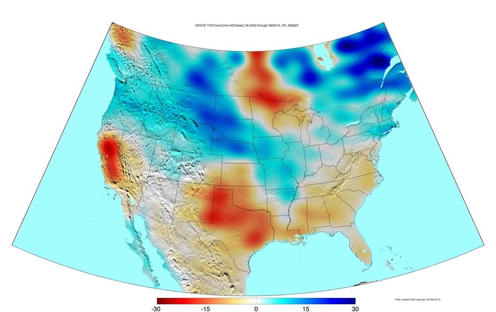 Water storage changes in the United States from GRACE